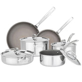 Viking front view of full 10-piece set showing cookware versatility and professional finish