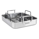 Viking front view of roasting pan showing full 16x13 cooking surface and polished finish