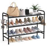 VILICK front view of three tier shoe rack showing full capacity and neat organization