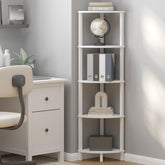 VIMBER corner shelf front view showing five tiers and neat storage benefit
