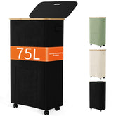 Vincona front view with lid showing tidy concealed laundry benefit