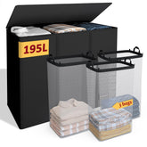 Vincona front view with lid showing neat concealed laundry and organized home