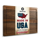 Virginia Boys Kitchens front view of walnut cutting board showing clean design and durability