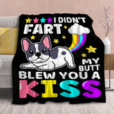 virudhaka front view showing funny French bulldog print and cozy appeal