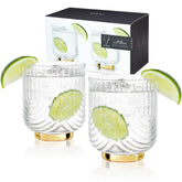 Viski front view of two lowball glasses showing Art Deco elegance and refined presentation
