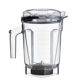 Vitamix 64 oz container front view showing capacity and compact design benefit