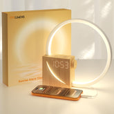 Vivilumens front view with digital display showing time and dual alarms, clear bedside readability