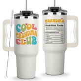 Vivulla68 front view of tumbler showing Cool Grandma Club design and gift-ready look