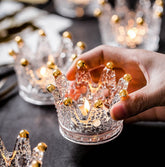 Vixdonos front view of six crown glass holders showing elegant set benefit