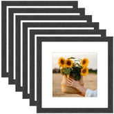 VMUZEDER front view of six rustic black frames showing coordinated gallery benefit