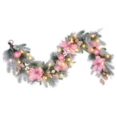 Vofuly pink garland on front door showing welcoming floral effect