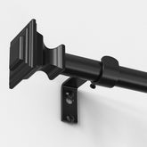 VOIIY front view of black curtain rod showing sleek profile and tidy look