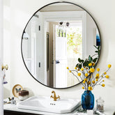 VooBang front view of round mirror showing clean reflection and modern style