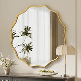 VooBang gold scalloped mirror front view showing elegant focal point