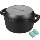 VORRINGARD front view of double Dutch oven showing dual handles and lid, durable cooking