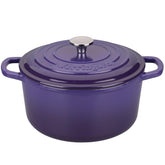 VORRINGARD front view purple Dutch oven showing durable design and even heat benefit