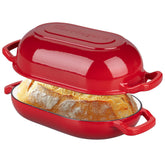 VORRINGARD front view of red cast iron loaf oven showing sturdy design and attractive finish