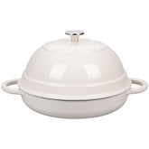 VORRINGARD white Dutch oven front view showing durable design and even heating