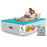 VOSSER queen front view showing elegant tiffany blue finish and plush comfort