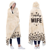 Vprintes front view of wearable blanket hoodie showing hood and cozy drape, perfect gift
