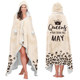 Vprintes front view of hooded blanket showing full length and design comfort