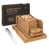 Vriccc front view of bamboo bread slicer showing compact design and stable base