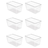 Vtopmart front view of six clear bins showing neat storage benefit