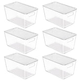 Vtopmart front view of six clear bins showing visibility and neat storage