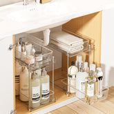 Vtopmart front view of two taller pull-out organizers showing neat storage benefits