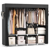 VTRIN front view of full portable wardrobe showing organized storage and dust protection