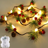 Wabarle front view of garland showing full 7ft length and lights, adds instant holiday warmth
