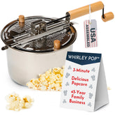 Wabash Valley Farms Whirley Pop front view showing stainless steel and capacity benefit