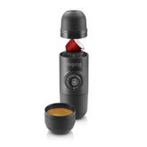 WACACO Minipresso NS front view showing compact body and portable benefit
