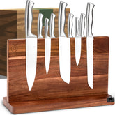WALDWERK front view acacia knife block showing organized storage benefit