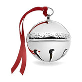 Wallace silver-plated sleigh bell front view showing year 2021 and polished finish, elegant display