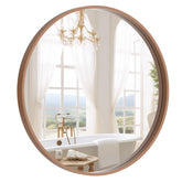 WallBeyond walnut mirror front view showing sleek round profile and benefit of visual expansion
