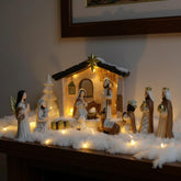 WANCHIY front view of full nativity set showing warm ambiance
