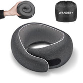 WANDER+ front view showing sleek black pillow and compact profile for travel