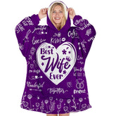 Warmstorey front view of hoodie blanket showing message and cozy fit for gifting comfort
