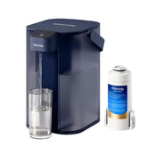 Waterdrop ED01B front view shows compact blue pitcher and fast dispensing