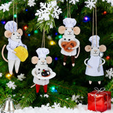 Watereem front view of four mice set, shows festive display potential