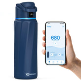 WATERH BOOST front view showing sleek bottle and logo, promoting consistent hydration