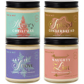 Wax & Wit front packaging showing four-jars set, perfect gift presentation