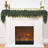 Waydress cedar garland front view shows full dense greenery and instant holiday curb appeal