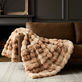 WDCOZY front view of deer fawn throw showing pattern and luxe finish