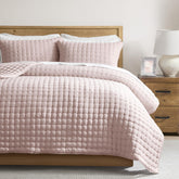 WDCOZY front view of pink quilt set showing full design and neat finish