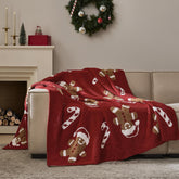 WDCOZY front view of gingerbread man throw showing festive pattern and cozy look