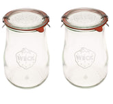 Weck Tulip front view showing elegant glass jar and capacity benefit