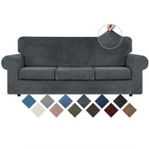 WEERRW front view of dark grey sofa cover showing full fitted look and refined style