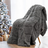 Wemore front view grey queen weighted blanket shows full coverage and cozy look